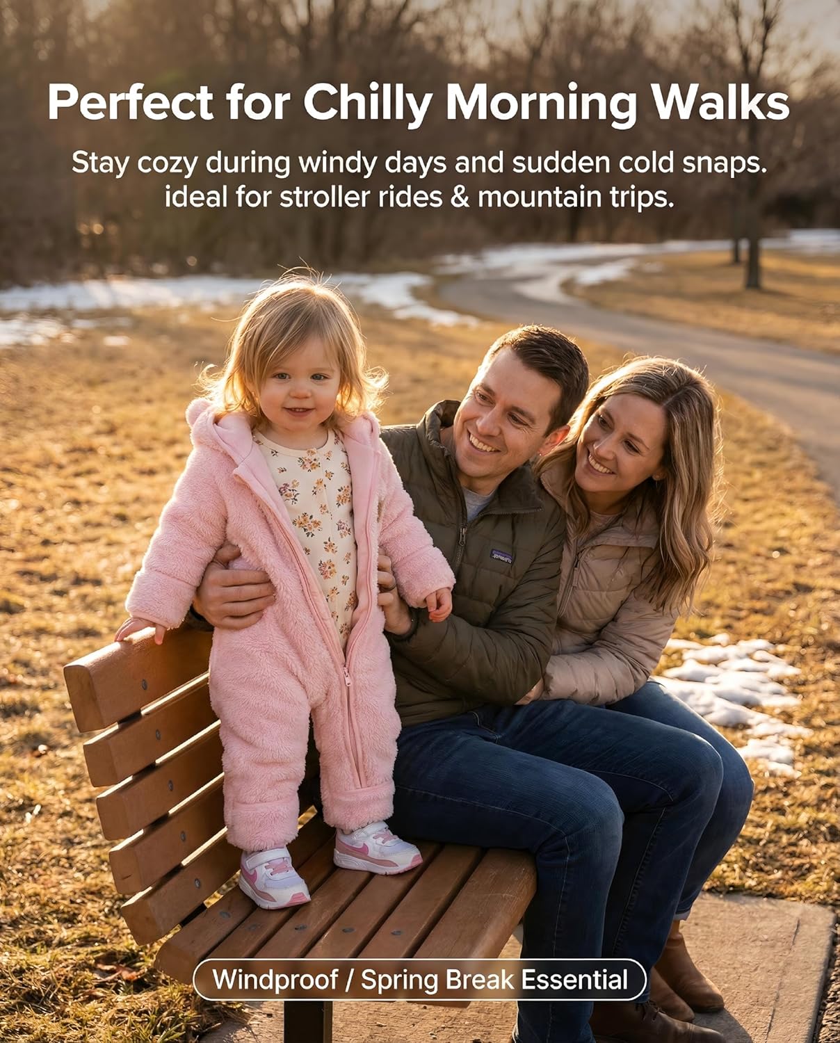 JiAmy Baby Snowsuit Fleece Bunting - Newborn Winter Bear Onesie Warm Hooded Romper with Foldover for Infant Boys Girls - Image 6