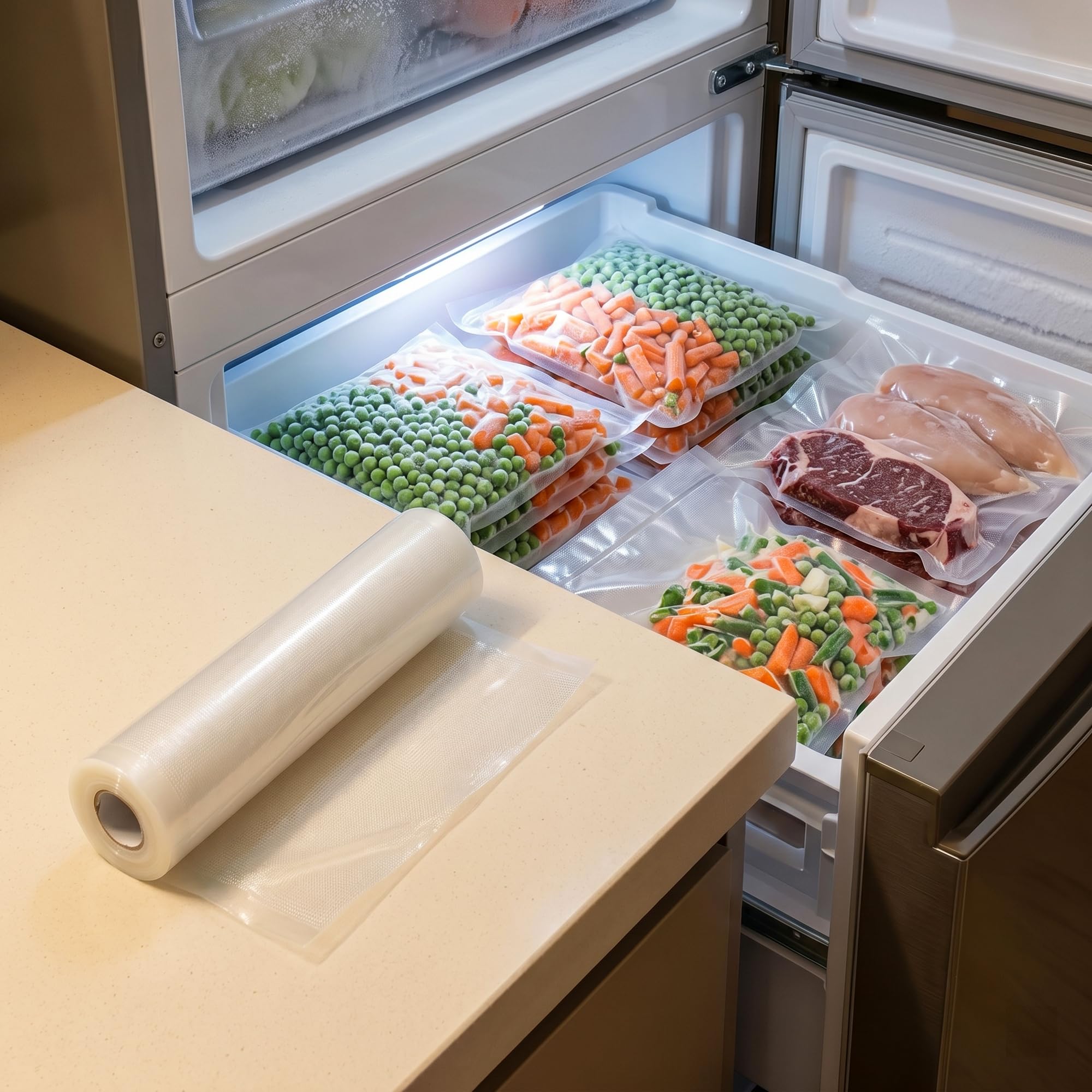 Set di 9 Rotoli di Pellicola per Sottovuoto Alimenti, 20/25/30 cm x 500 cm