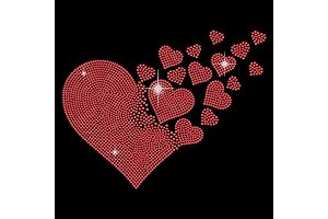 Premium Red Heart Gemstone Iron-On Embellishment for Apparel Enhancement