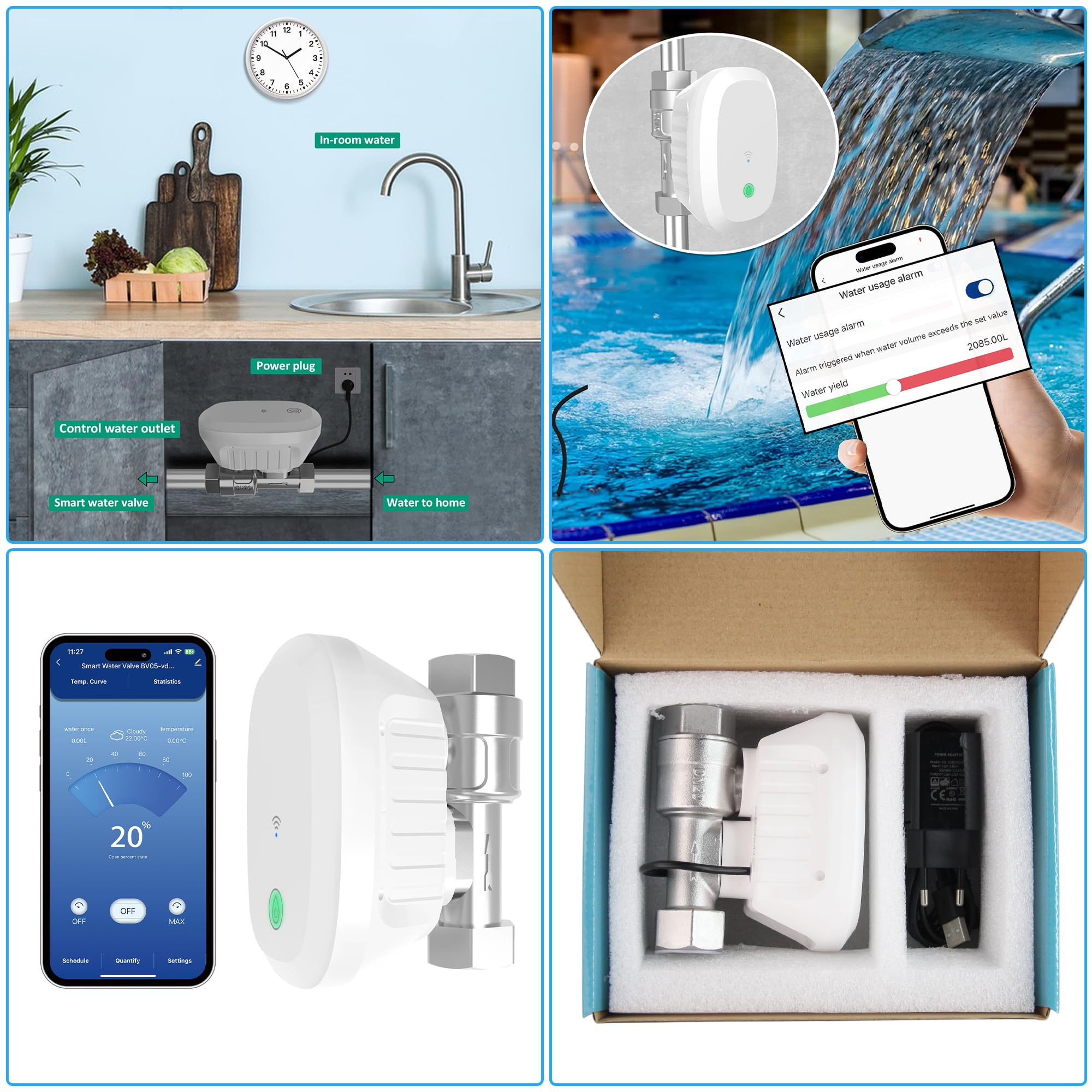 Smart Wasserventil DN25 1″, WiFi Steuerung, kompatibel Alexa | DN25 Intelligentes Wasserventil, intelligentes Wassermanagementsystem, WLAN-Fernsteuerung & Zeitschaltuhr, Smart Wasserhahn