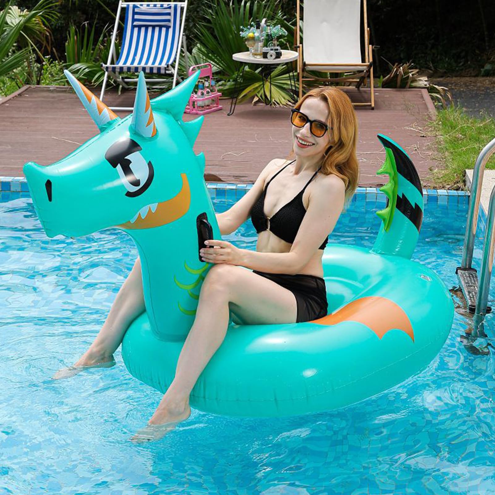 Schwimmreifen für Erwachsene, großer Drache, aufblasbar, für Pool, Wasserspielzeug, , Pool, Sommer, Aktivitäten, Party, Wasser für Kinder, Erwachsene | Tier-Wasser-Schwimmflöße Zum Reiten Für Erwachsene Frauen Und Männer Kinder Mädchen Und Outdoor See Flu