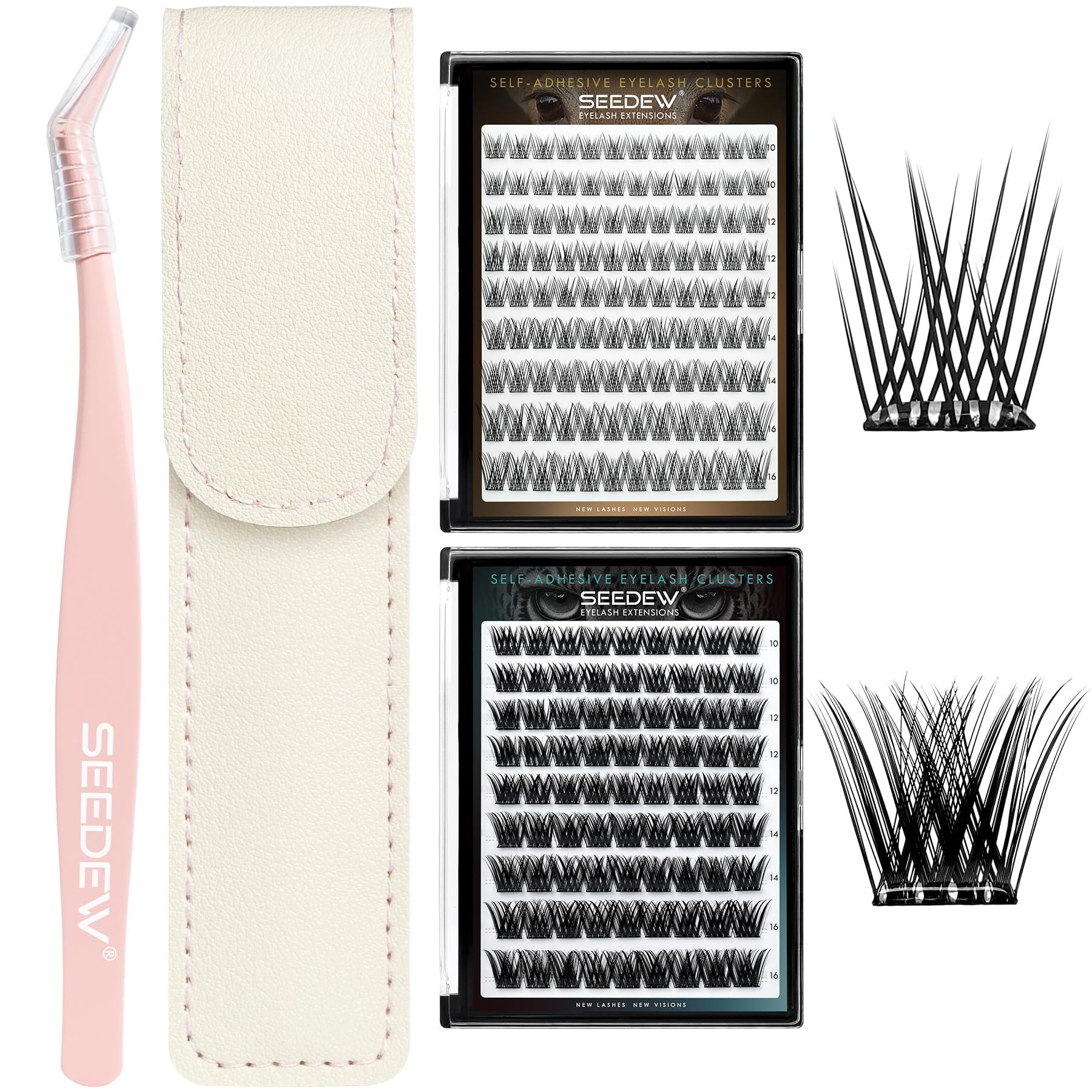 Cils DIY SEEDEW kit extension faux cils individuels avec pince Tweezer P02 Naturel-1 et Volume-1