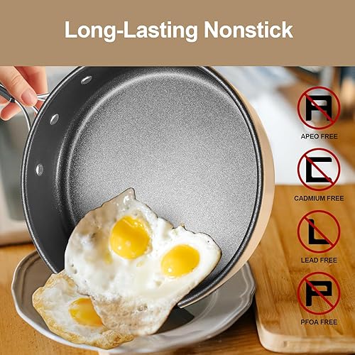 Miniatura 13 de Odoland 15pcs Camping Cookware Mess Kit, Non-Stick Lightweight Pot Pan Kettle Set with Stainless Steel Cups Plates Forks Knives Spoons for Camping