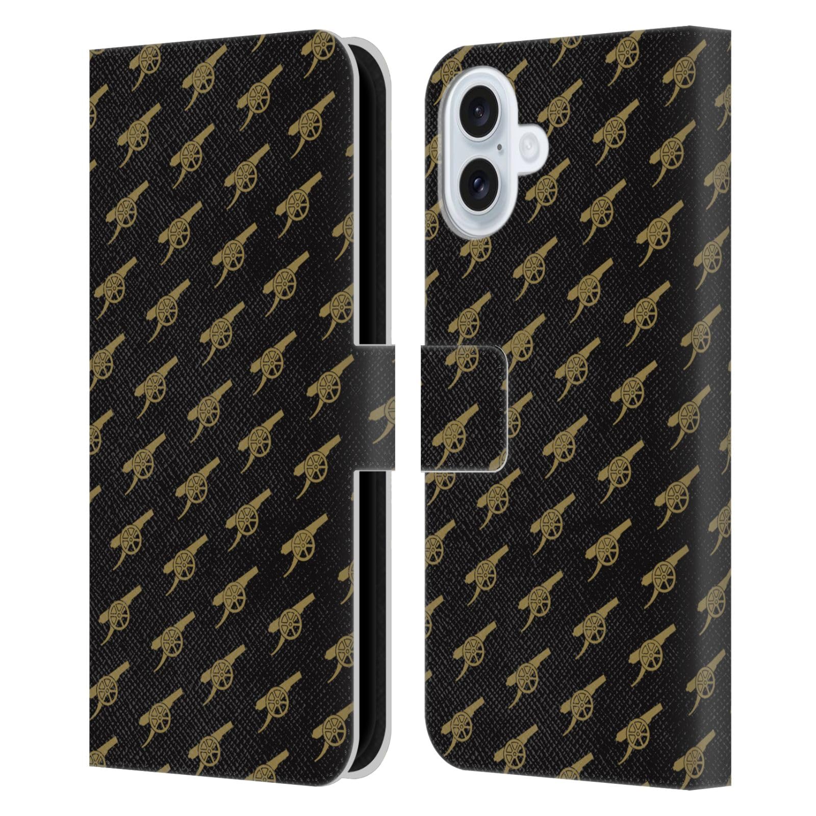 Head Case Designs Officially Licensed Arsenal FC Gunners Crest Patterns Leather Wallet Case Compatible With Apple iPhone 16 Plus