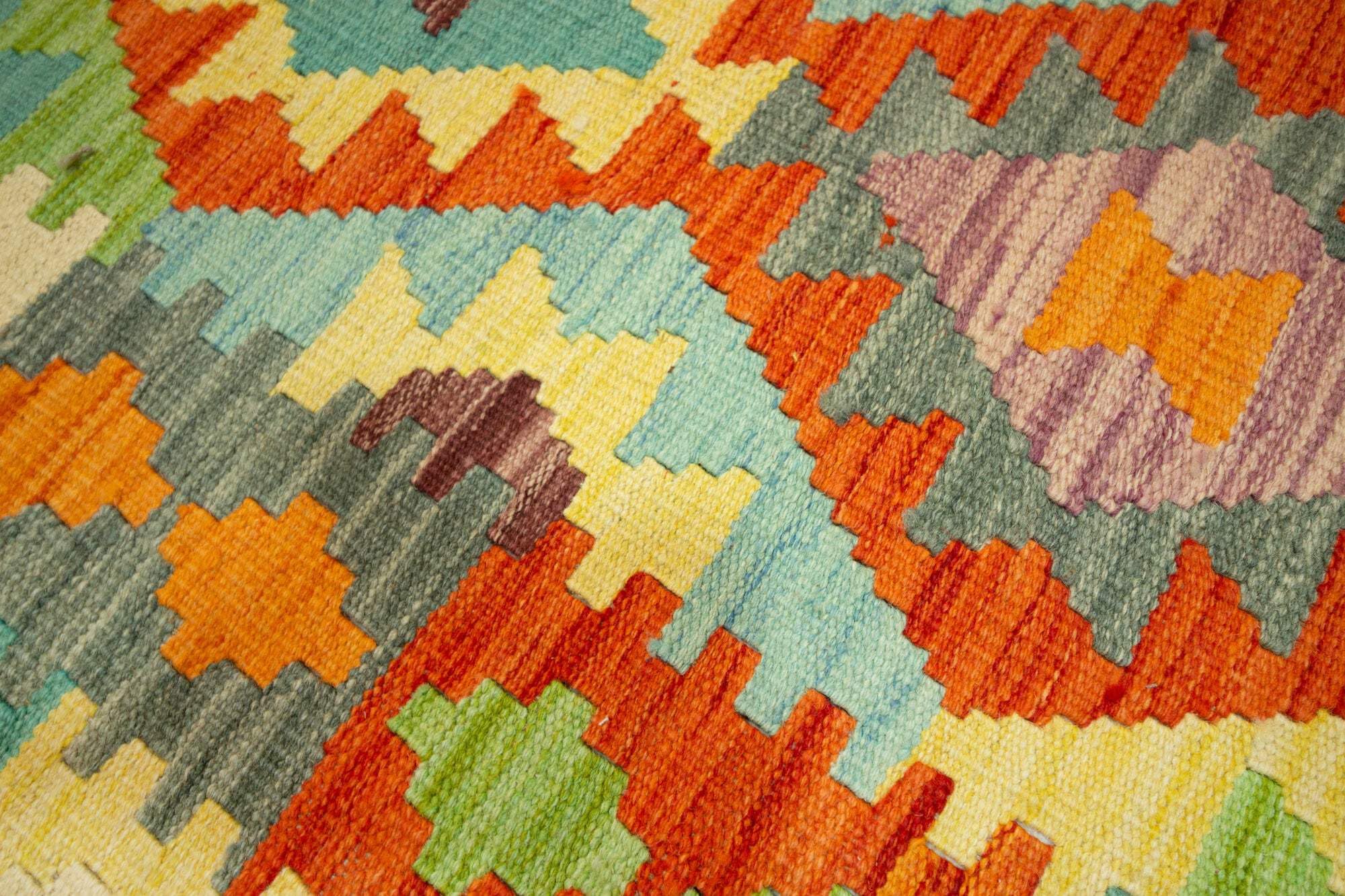 Kilim Tapis 100 % laine 121 x 81 cm, fait à la main, pièce unique de style Herat Boho multicolore, tissage plat, tapis d'entrée et chambre