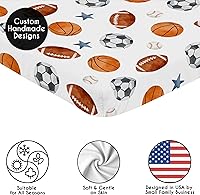 Vista 2 de Sweet Jojo Designs Sábana bajera ajustable para cuna (tema deportivo vintage) para niños, recién nacidos/bebés, patios de juegos, cunas portátiles