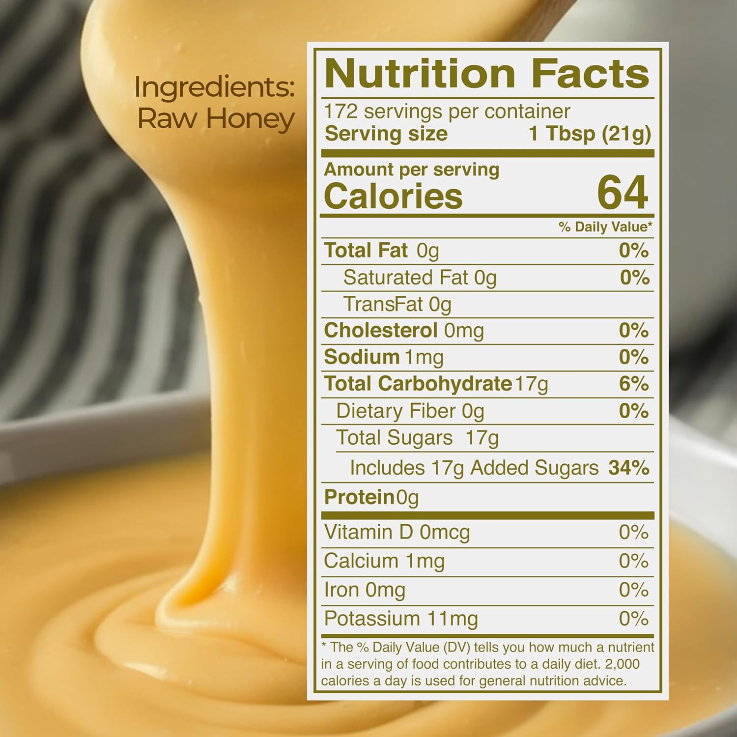 Kevala Raw Unfiltered Honey - Unprocessed Liquid Sweetener Harvested Without Pesticides, Bee-Friendly Harvesting On-Site, Sweet Spread for Toasted Bread and Desserts, Maple Syrup Substitute, 8 lb Pail