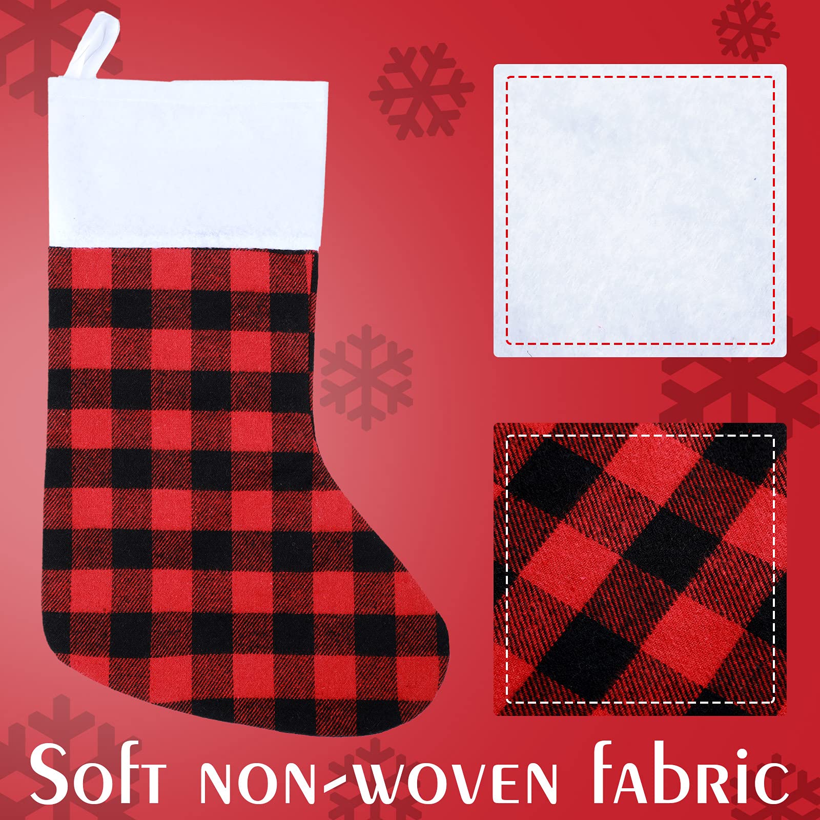 Tatuo Lot de 8 chaussettes de Noël à suspendre en tissu de buffle 38,1 cm pour animal domestique, décoration de Noël pour la famille, les vacances, les fêtes, 8 styles