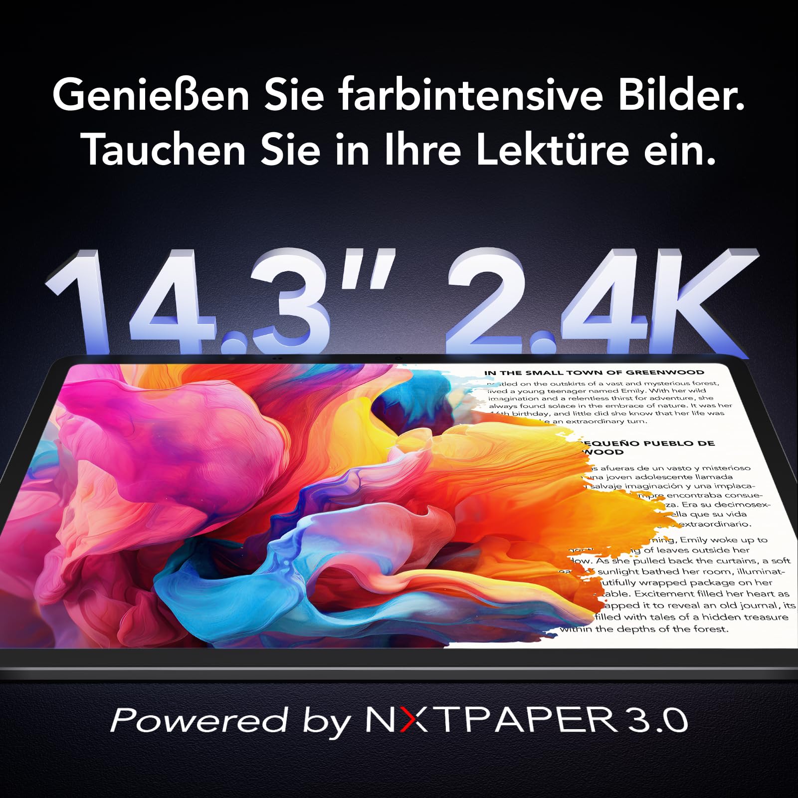 TCL NXTPAPER 14 Tablet mit Flipcase und T-Pen, 14,3" 2.4K NXTPAPER Display, 256GB Speicher, 8GB RAM (+8GB RAM-Erweiterung), 10.000mAh Akku, 33W PD Schnellladen, Android WiFi Tablet, Grau