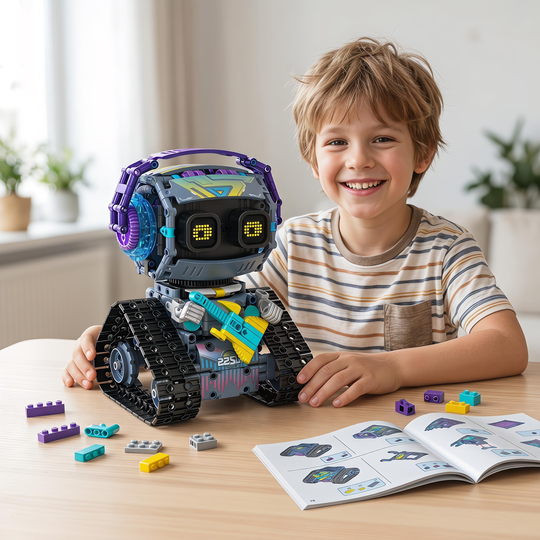 Kit Robot, 3-in-1 Modelo Set Proyecto Proyecto Regalo | kit robot: control por app, mando, orugas ágiles y movimiento reactivo; aprendizaje, regalos, proyectos familiares y hobby