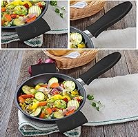 Vista 7 de Paquete de 4 soportes de silicona para mango de sartén caliente y soportes para ollas, resistentes al calor, protectores de agarradera de hierro