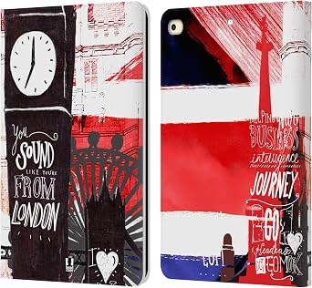 Head Case Designs Silhouttes I Love London Leather Wallet Case Compatible with Apple iPad 9.7 2017 / iPad 9.7 2018