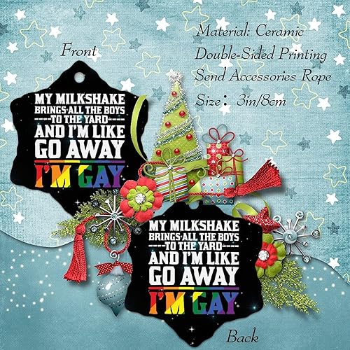 Miniatura 2 de Adornos para árbol de Navidad I'm Gay I'm Like Go Away Adornos LGBT Decoración de árbol de Navidad Lesbiana Gay Progreso Orgullo Bisexual LGBTQ