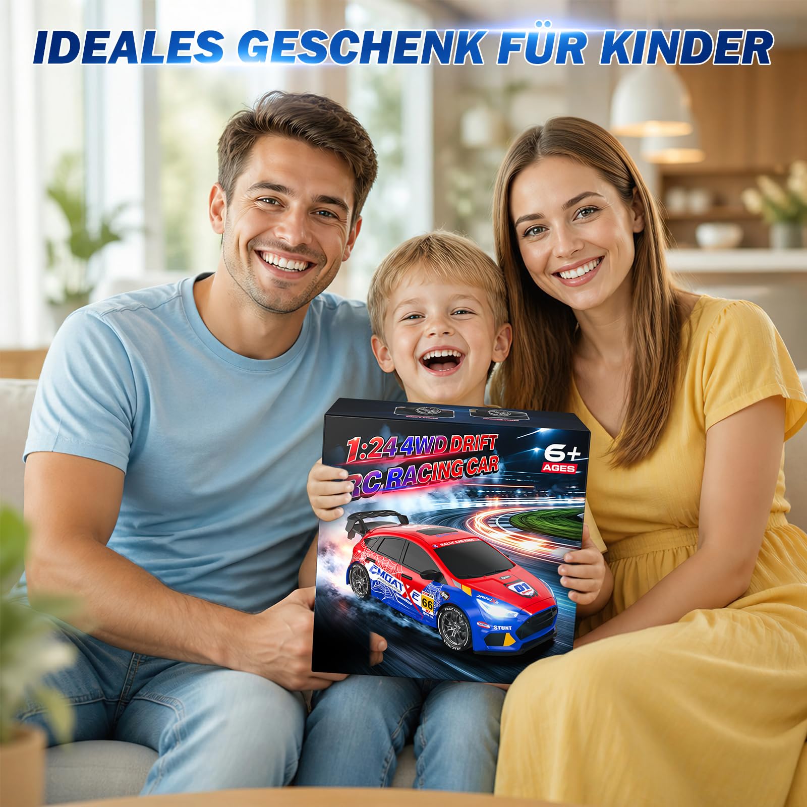 Ferngesteuertes Auto ab 6 7 8 9 10 11 12 Jahren,1:24 RC Drift Auto,25KM/H | 4WD Semi Proportional Throttle, Feuerspeiendes LED-Licht, 2,4 GHz, Ferngesteuertes Spielzeug Geschenke ab 6 7 8 9 10+ Jahren