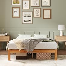 Novilla 12 Inch Wooden King Size Bed Frame, King Platform Bed Frame Without Headboard, Sturdy Wood Slat Support, No Box Spring Needed, Easy Assembly, Natural