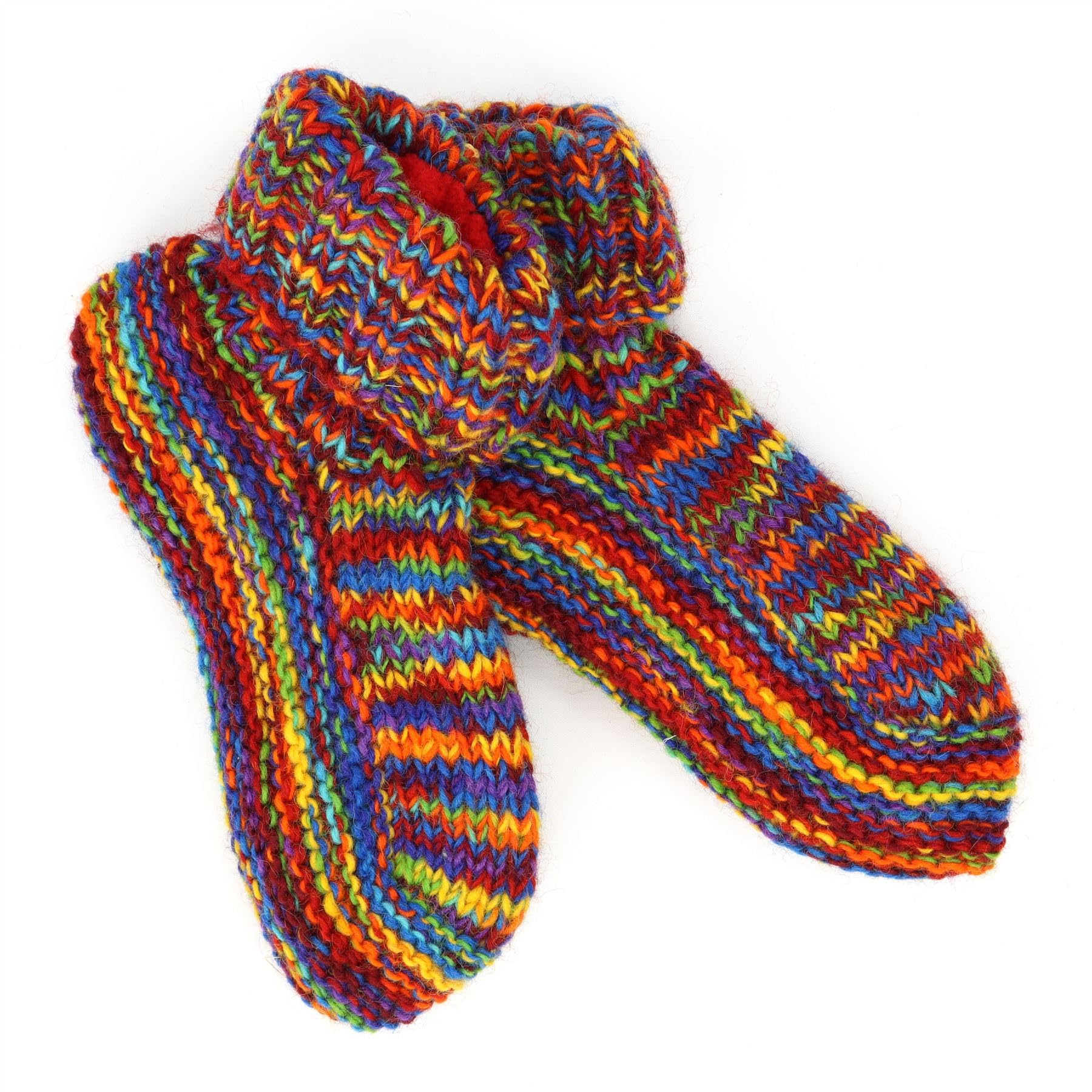LOUDelephant Hand Knitted Wool Slipper Socks - SD Rainbow