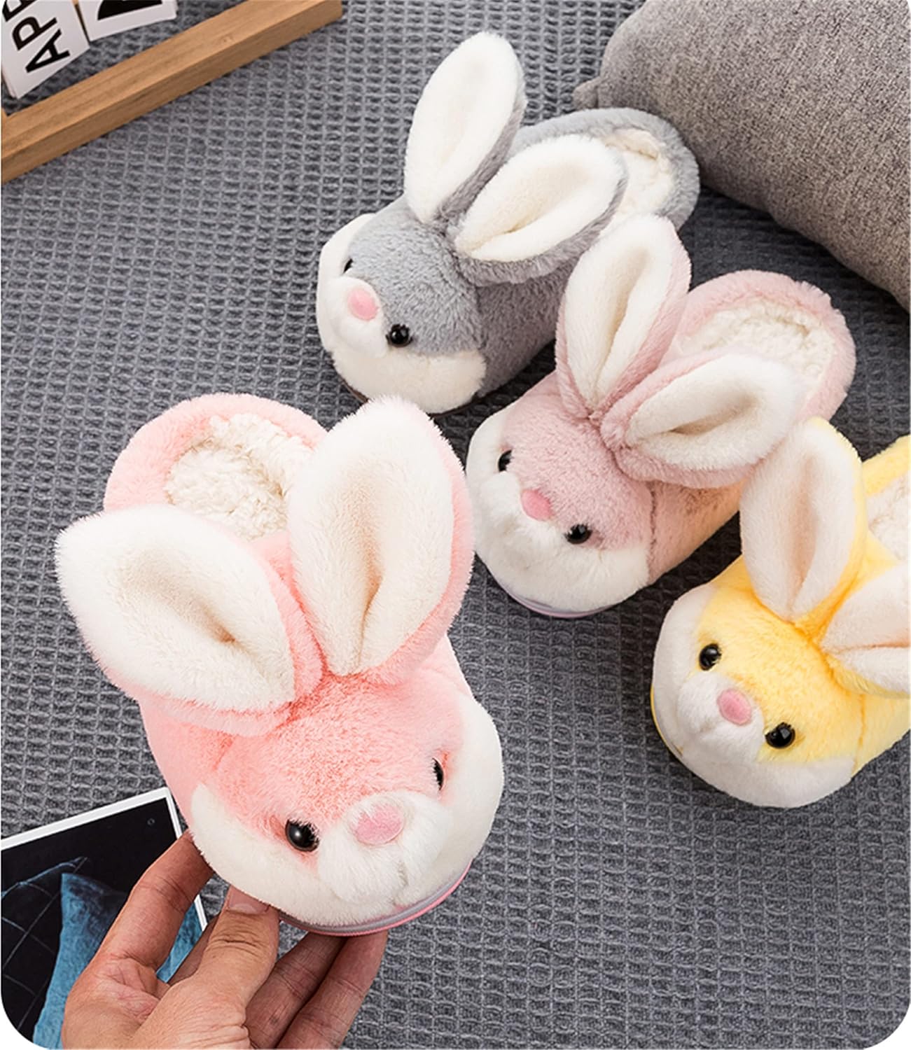 YILANLAN Women's Cute Bunny Animals Slippers Interesting Comfortable Furry Slippers Soft Plush Winter season Keep warm Home Slippers - Image 2