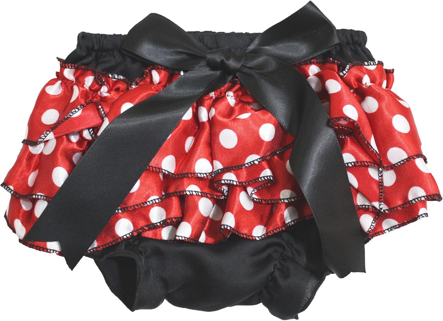 Petitebella Red Polka Dots Satin Layers Toddler Baby Bloomer 6-24m