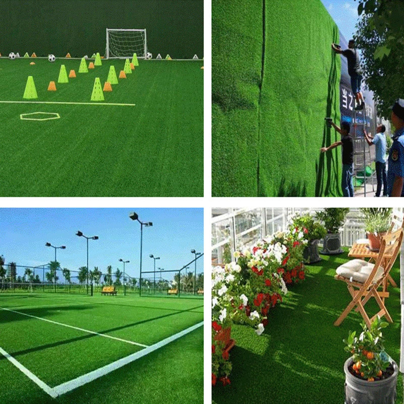 Tappeto in erba artificiale realistica, morbido tappeto sintetico per esterni, giardino, balcone e patio, decorazione (verde, 2 x 3,5 m / 6.56x11.48ft), ecologico e facile da pulire