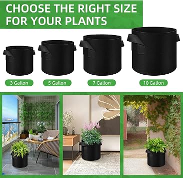 LITLANDSTAR 300 Pack Fabric Grow Bags, 10 Gallon Heavy Duty Fabric Pots Thickened Nonwoven Garden Pots with Handles, Reusable Growing Bags for Fruits, Vegetables, and Flowers
