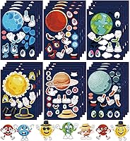 Vista 8 de 24 hojas de calcomanías para hacer tu propio robot para hacer una cara, calcomanías para niños pequeños con robots, manualidades, suministros