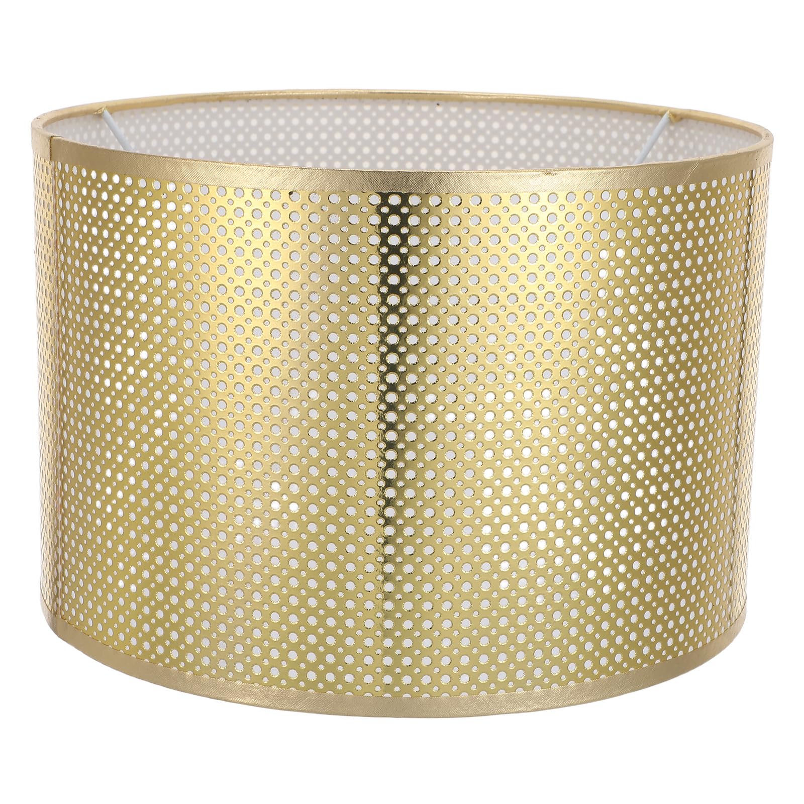 PLAFOPE Paralume Oro Attacco E27, Forma a Tamburo, Diffusore di Luce Morbida per Lampada da Tavolo e Lampada da Terra, Design Classico Artistico per Ambiente Domestico