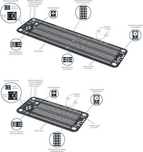 Miniatura 9 de PTSolns Kit de PCB para tablero de pan soldable de prototipos (Proto-N2RF Basic)