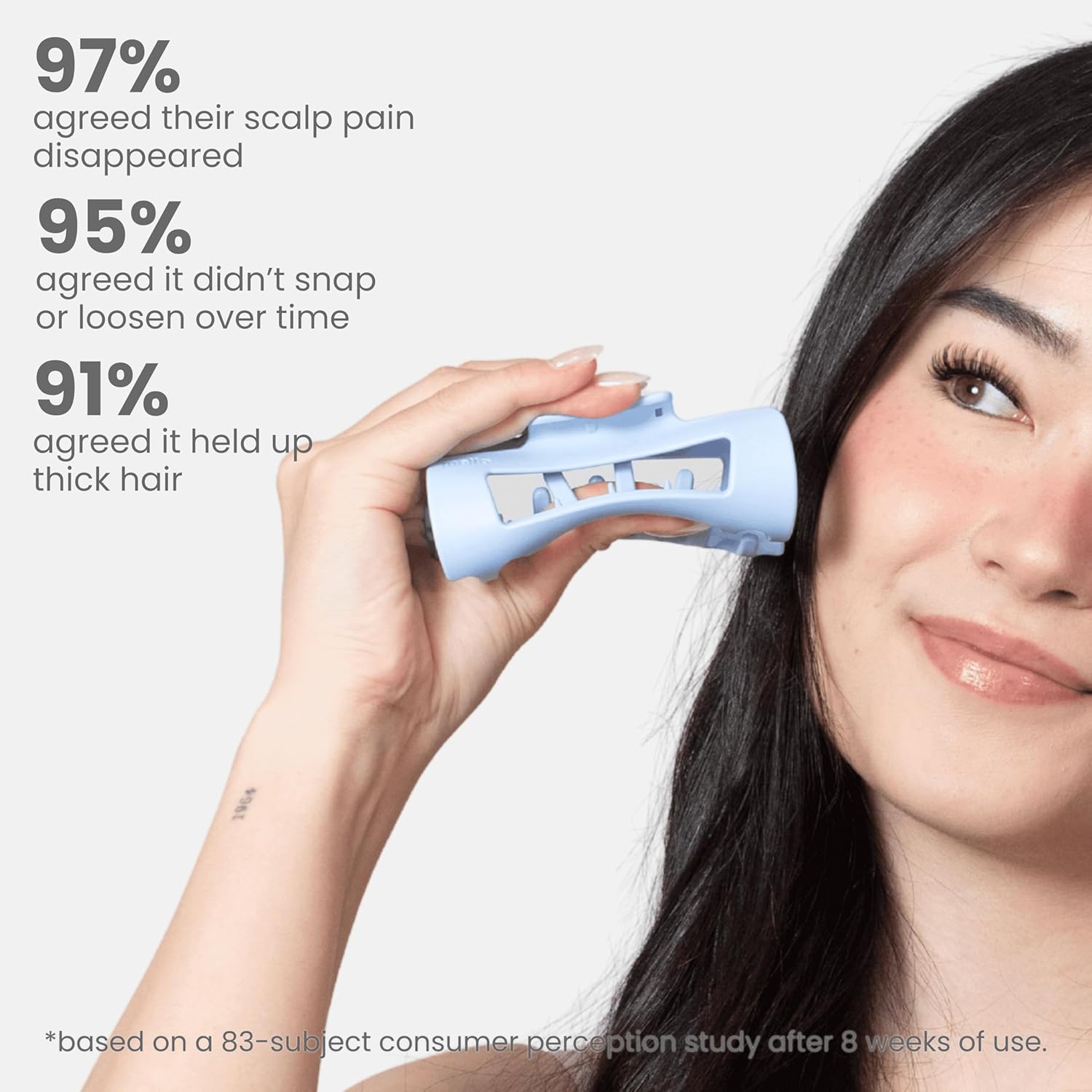 The Original Mello Hair Claw Clip Squishy Claw Clip Made in Korea Patent Pending 30021976 (Light Blue, Medium)