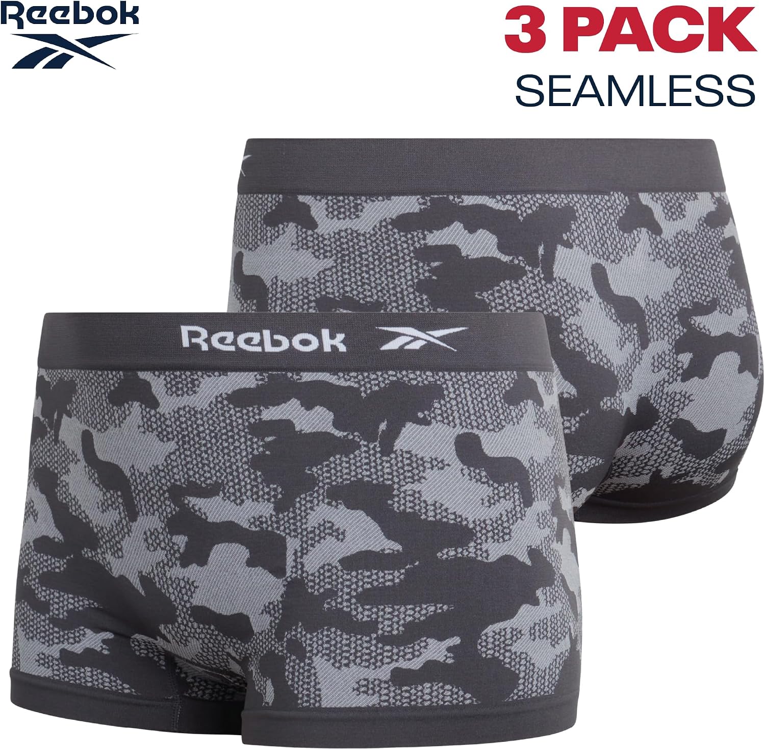 Reebok Womens Boyshorts - 3 Pack Seamless Performance Stretch Underwear Panties for Women, 3" Inseam