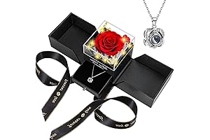 Eternal Red Rose with Love Necklace - A Timeless Gift for Her