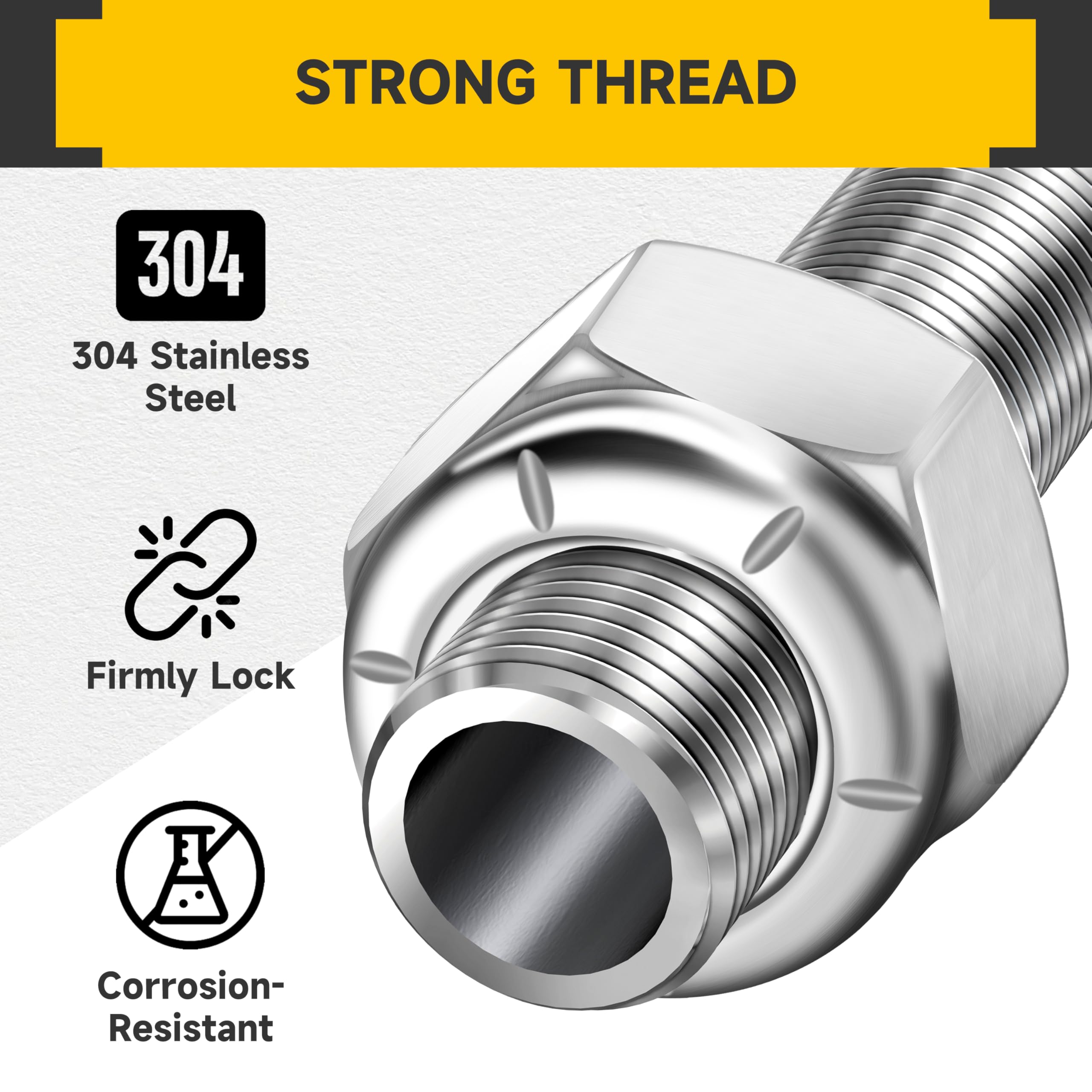 Tuercas Bloqueo Nylon 10-24 100 Tuercas De Seguridad Con Inserto De Nailon 10-24 - Acero Inoxidable, Hexagonal, Para Fijación Segura Pack 100 Tuercas 10-24
