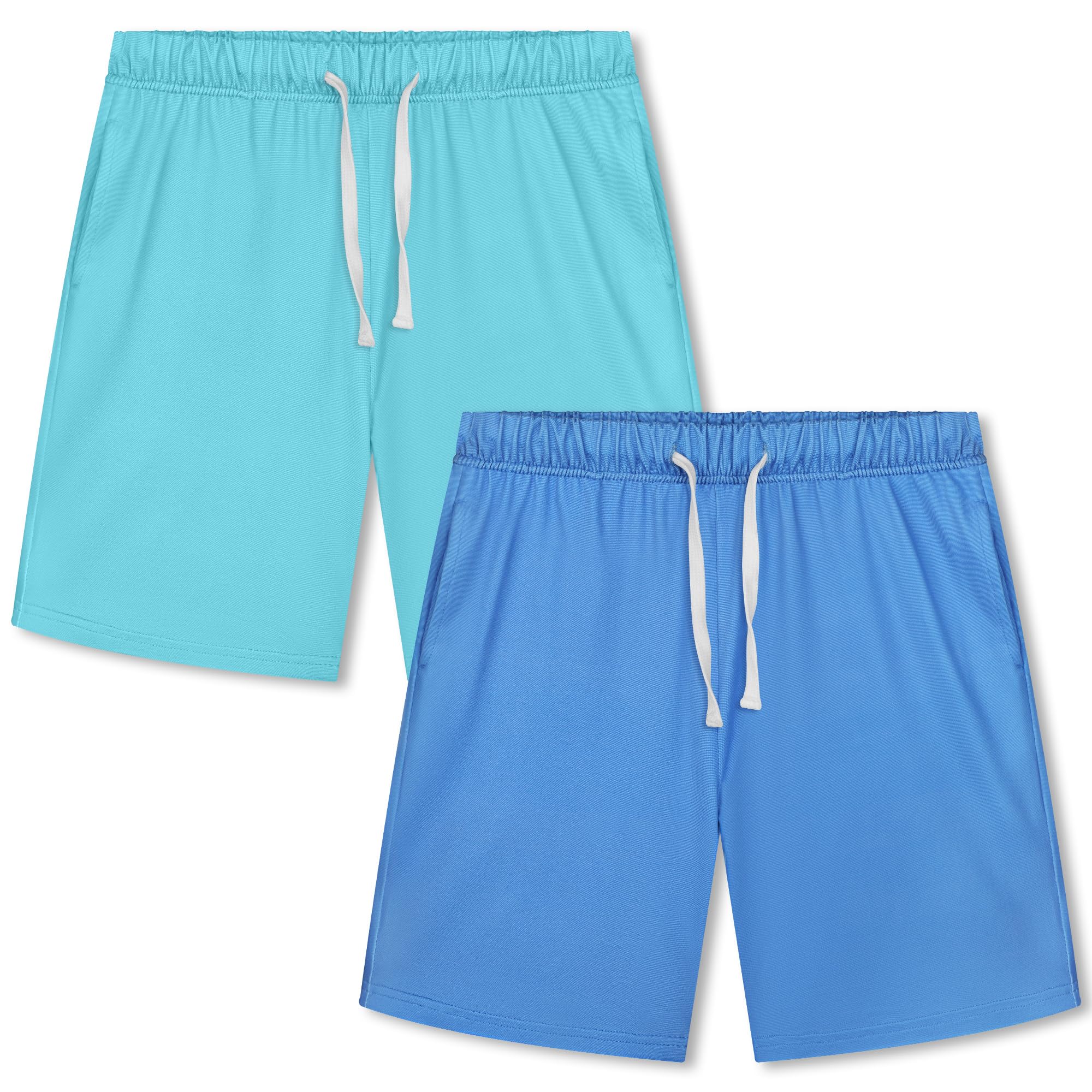 Cooraby 2 Pack Boys Pajamas Shorts with Drawstring Pockets Teens Pull-on Pajamas Shorts Sport Casual Shorts for Youth