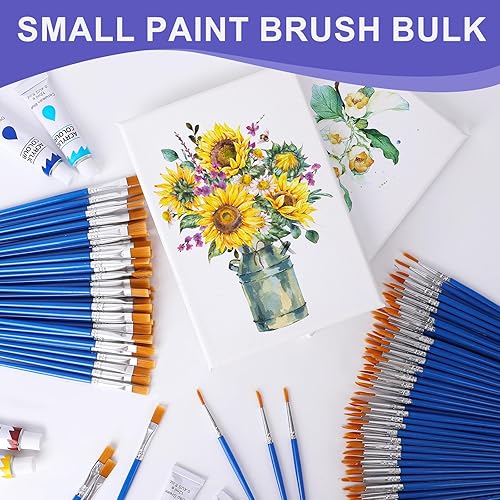 Miniatura 43 de Juego de pinceles de pintura acrílica, (20 paquetes/200 unidades), cepillos de pelo de nailon para óleo y acuarela, juego perfecto de pintura Rosa