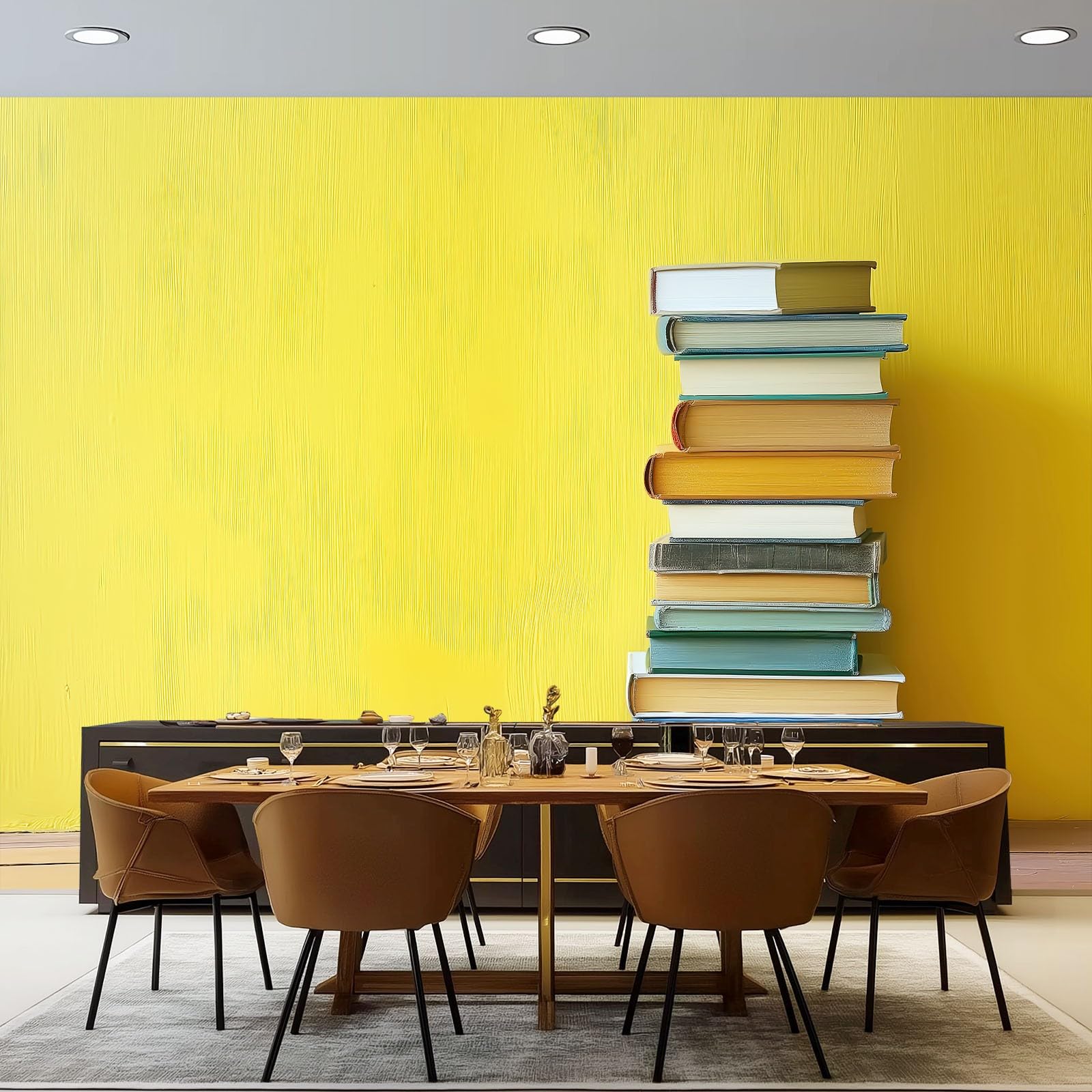 Fototapete Minimalismus Fotografie Bücher,350 x 256 cm（WxH VliesFototapete für Wohnzimmer Schlafzimmer Kinderzimmer Jugendzimmer - Fototapeten Deko Bräunlich-Rot