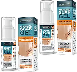 NUVADERMIS Gel para cicatrizes com retinol, alantoína, vitamina E e betaína – Tratamento para cesariana, abdominoplastia e cicatrizes de queloide – Frasco bomba de 50 ml para cuidados pós-cirúrgicos –