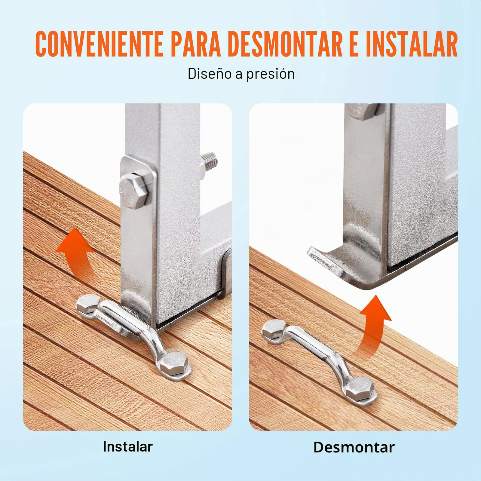 VEVOR Escalera de Muelle 5 Escalones Extraíbles Escalera de Pontón de Aleación de Aluminio Carga de 226 kg Escalón de 78 mm Pedales Antideslizantes para Embarque en Barco, Lago, Piscina