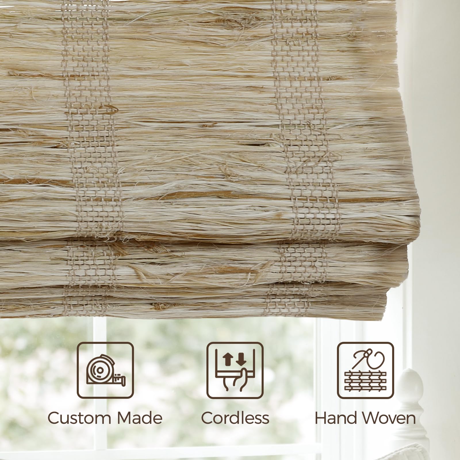 Amazon.com: TWOPAGES Natural Woven Bamboo No Drill Roman Shades