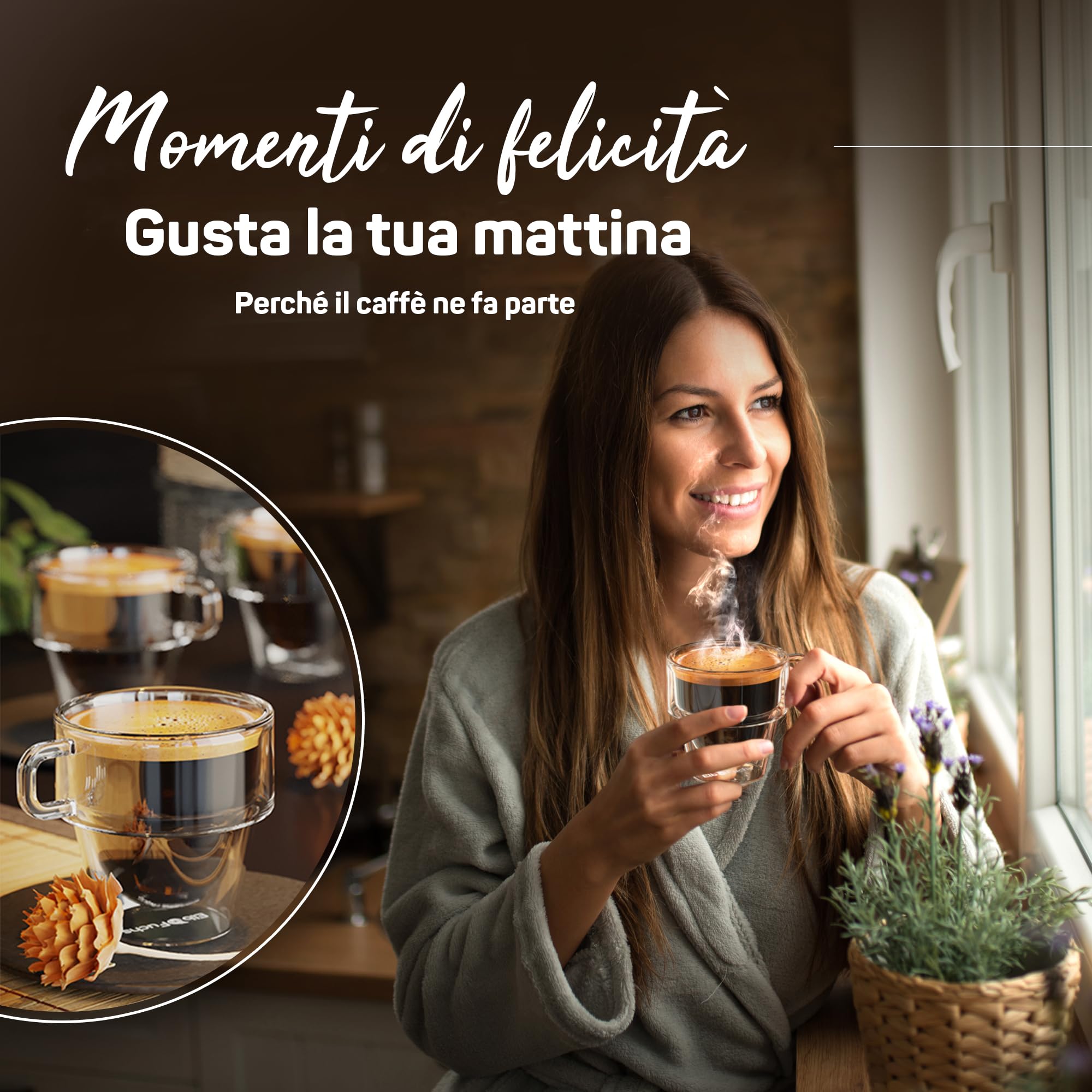 ElbFuchs® Set di tazze da espresso [4 x 150 ml] impilabili | Bicchieri da caffè espresso a doppia parete con manico | Bicchieri termici a doppia parete | ideali come bicchieri da caffè espresso
