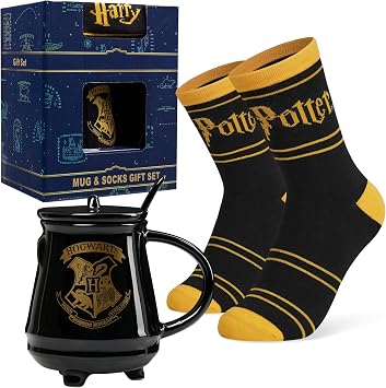 Harry Potter Gifts Mug & Socks Gift Set for Women Teens US Size 4-9, Tea & Coffee Ceramic Mug & Soft Calf Socks Set 4/9 US