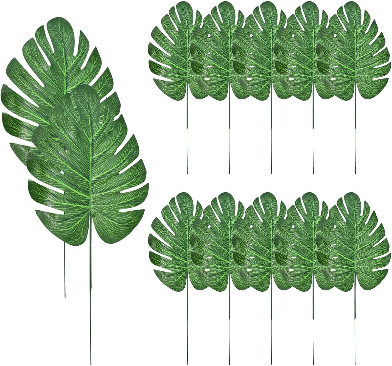 CURATED CART 12 Pcs Artificial Monstera Leaves for Home Decor Large Faux Tropical Palm Leaves for Vase, Garden, Living Room, Office, Balcony, Indoor & Outdoor Decoration, Washable Greenery (B0CCV56ZLK) Amazon Price History, Amazon Price Tracker
