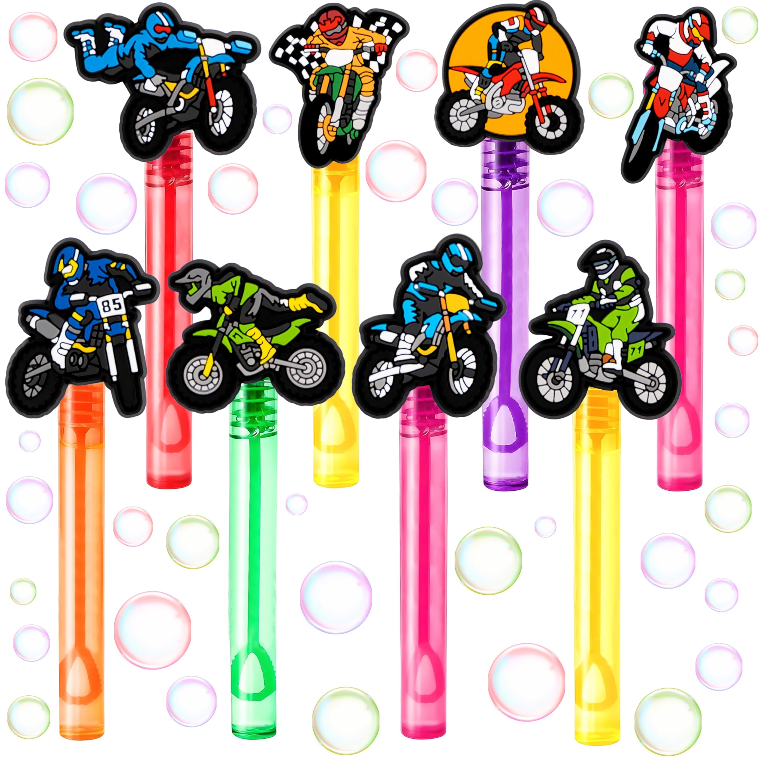 Dirt Bike Party Favors for Kids – 24PCS Motocross-Themed Bubble Wands, Great for Birthday Supplies, Pinata Fillers, Goodie Bags & Classroom Rewards