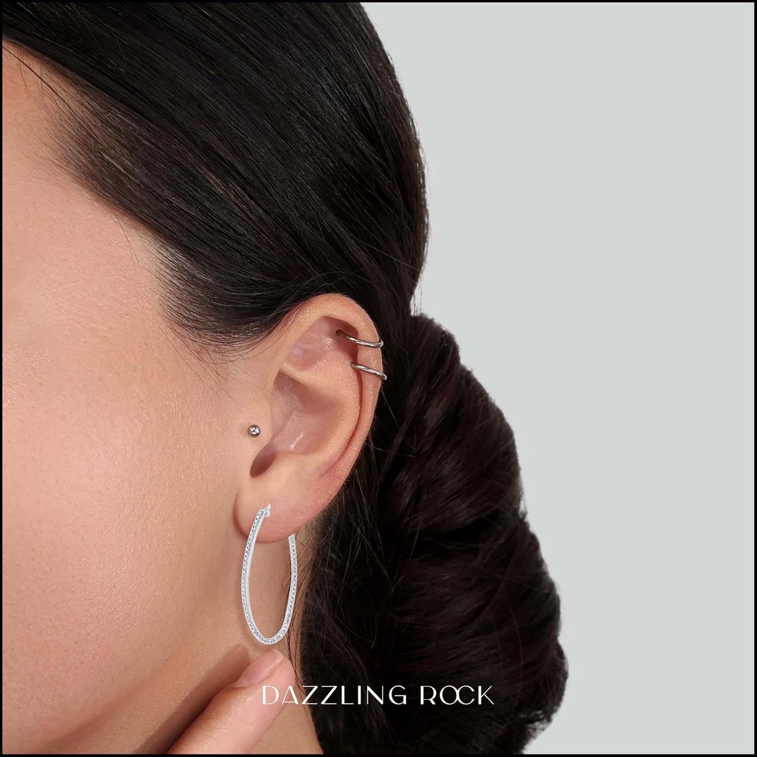 Dazzlingrock Collection 0.16 Carat (ctw) Round White Diamond Ladies Inside Out Twisted Simple & Dainty Thin Hoops Earrings, 925 Sterling Silver
