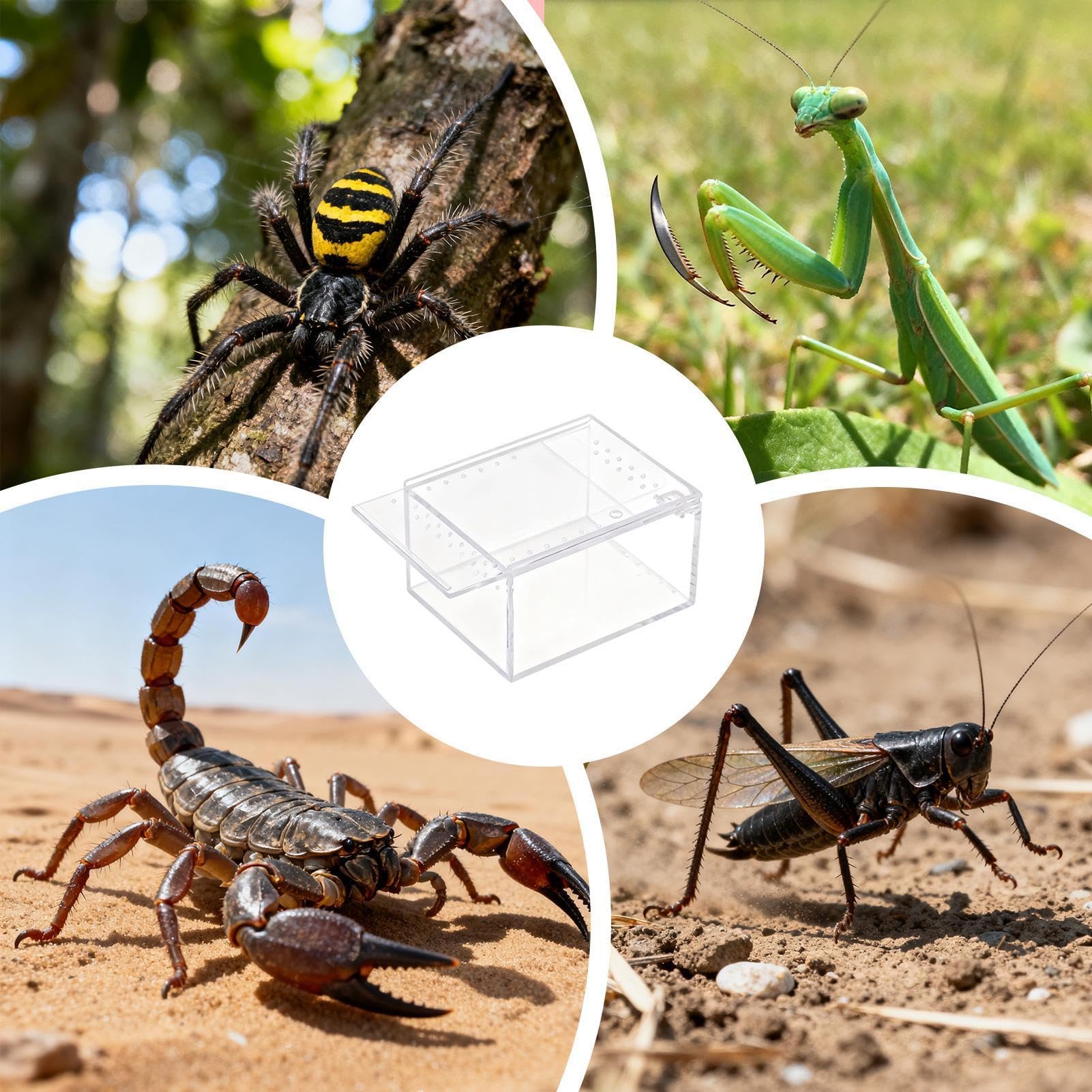 Hábitat para Araña Saltarina,Recipiente Transparente para Crianza y Alimentación | Recinto Para Serpientes de Acrílico | Para Reptiles Lagartija Serpiente Tortuga Rana Gecko Ermitaño y Contenedor para — view 4