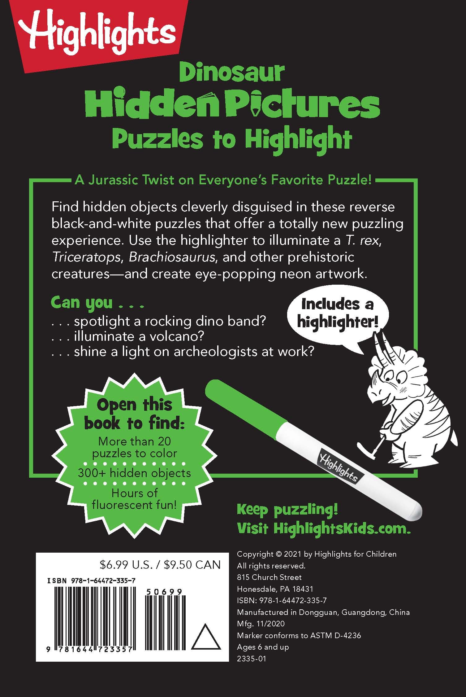 Dinosaur Hidden Pictures Puzzles to Highlight