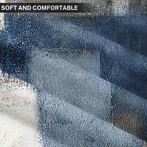 Miniatura 7 de Emvency Juego de 2 fundas de almohada decorativas azul y gris, pintura de arte abstracto, moderna, de doble cara, decoración cuadrada para el hogar,