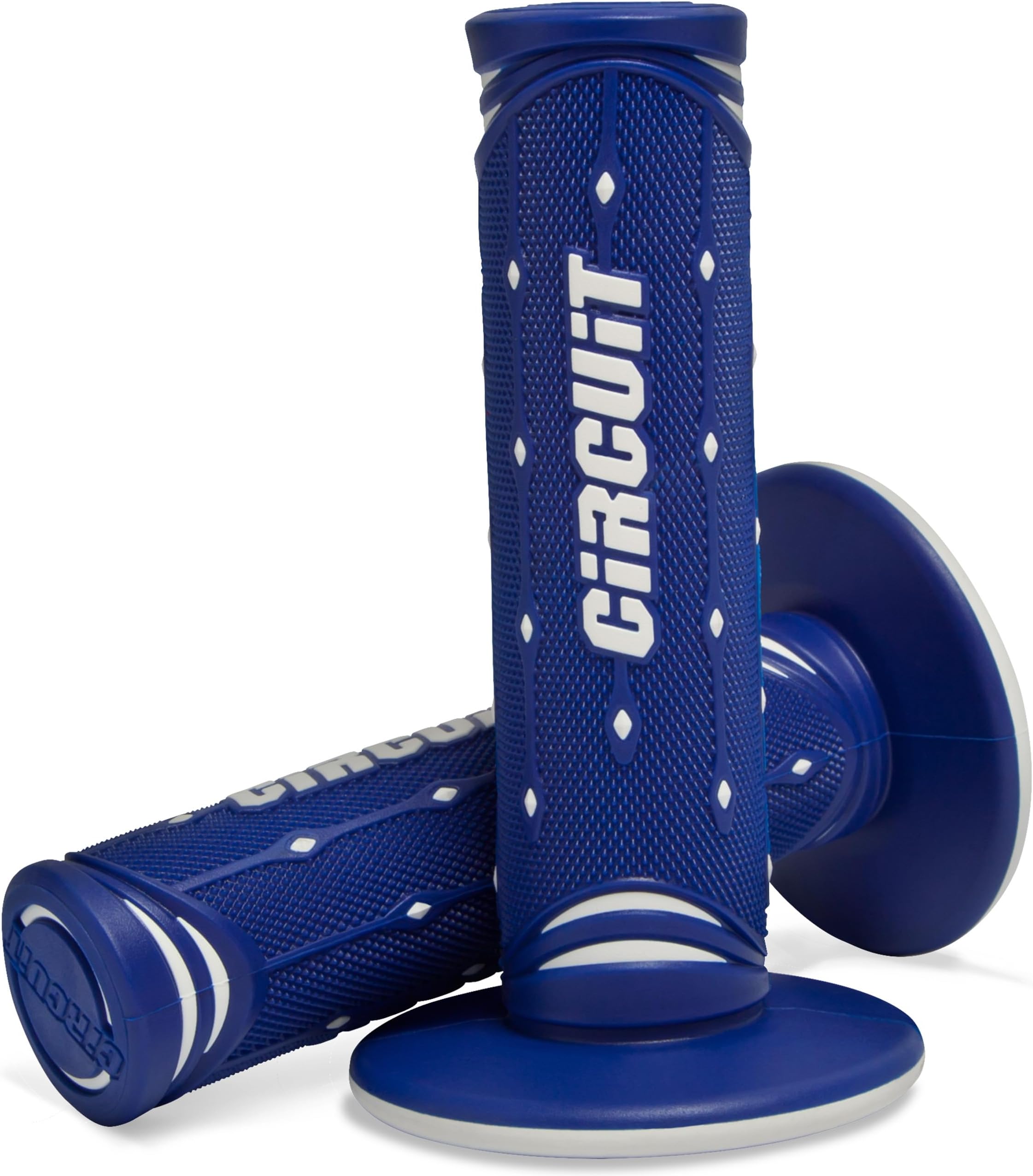 CIRCUIT EQUIPMENTJupiter Motorcycle Handlebar Grips Jupiter - Non-Slip Rubber Grips with Italian Full-Diamond Design for Comfort and Control - Enhances Safety and Durability - Black/White Grips