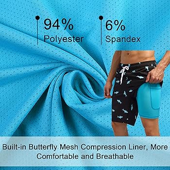 difficort Men's Swim Trunks with Compression Liner 9” Bathing Suit