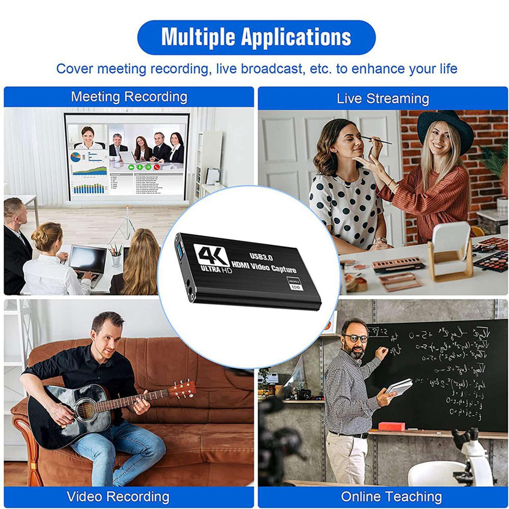 3X Carte de Capture Vidéo, Carte de Capture de Commutateur pour Commutateur, 4K 1080P 60FPS pour L'Enregistrement Vidéo en Streaming pour/DSLR/Appareil Photo