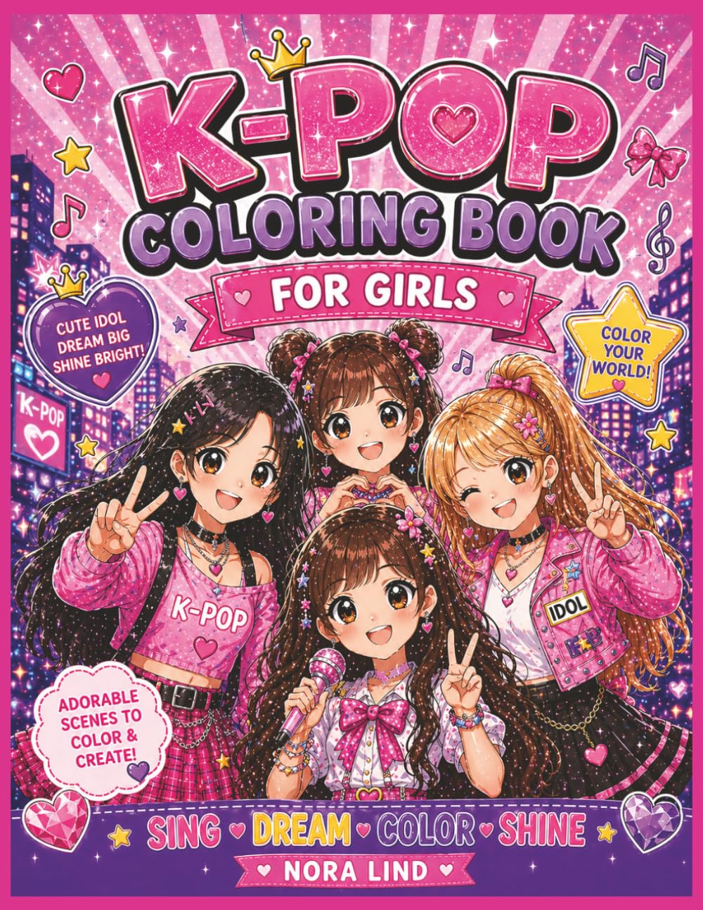 K-Pop Coloring Book for Girls: Cute, Cozy & Kawaii Idol Scenes to Color – Fun and Relaxing Coloring Book for Kids Ages 8–14 | Fans, Fashion, Friendship & Dreamy K-pop Moments