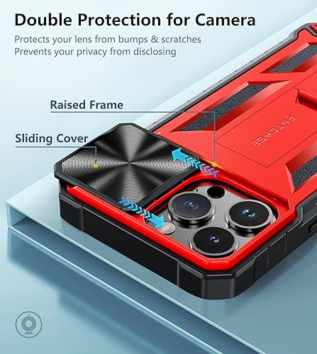 Miniatura 3 de FNTCASE Funda para iPhone 15-Pro-Max protección contra caídas y golpes de grado militar con soporte y tobogán  Fundas protectoras resistentes para